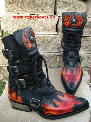 NEW ROCK BOOTS ROCK GOTHIC BIKER BOOTS REVAN SCHWARZ ROT GRÖSSEN 41 UND 42