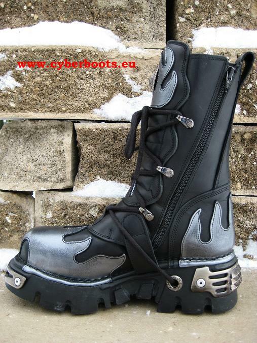 NEW ROCK BOOTS ROCK BOOTS SKYWALKER 591-S2 GOTHIC BIKER SCHWARZ SILBERN GRÖSSE 36 BIS 46