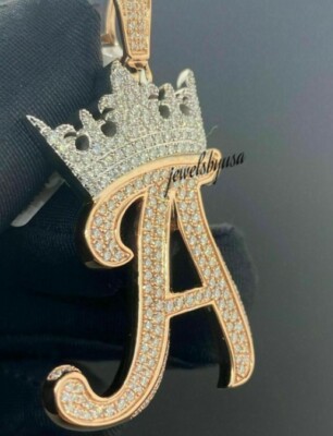 Pre-owned Nsg 2ct Genuine Moissanite Customized Any Initial A To Z Charm Pendant 925 Silver In White