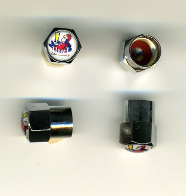 Budman Budweiser 4 Chrome Plated Brass Tire Valve Caps Car or Bike Golf Carts