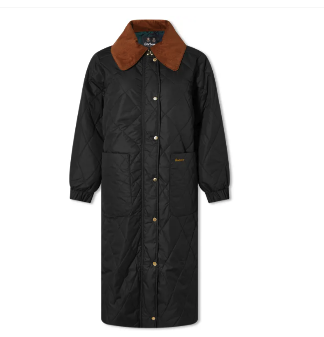 Pre-owned Barbour Marsett Longline Quilted Msrp$420 Warm Attractive Practical Comfortable In Black & Sage Tartan