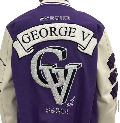 Pre-owned George Avenue  V Paris Men's Varsity Jacket Size Large In Purple