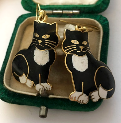 Vintage Cat earrings Cat Earrings Cat Jewellery Cat lover rare