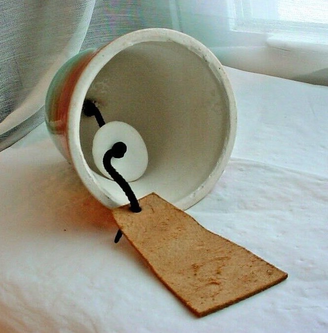 Vtg Southwestern Ceramic Bell for Garden Cactus Desert Motif 10 inch