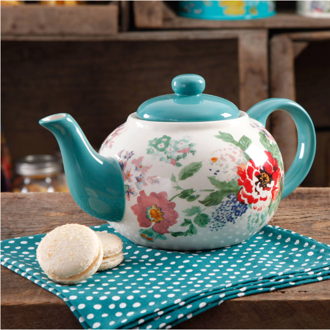 The Pioneer Woman Country Garden Teapot Microwave Safe - Free Shipping
