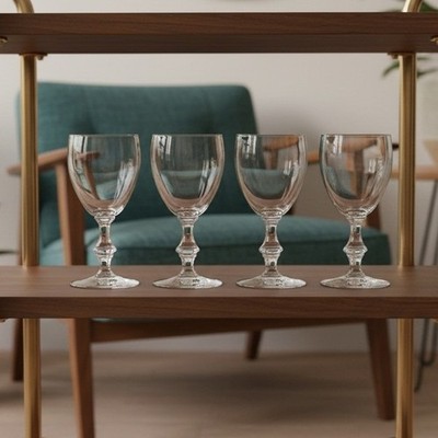 Libbey Georgian Cordial Glasses, Set of 4, Vintage Clear Stemware, Drinkware