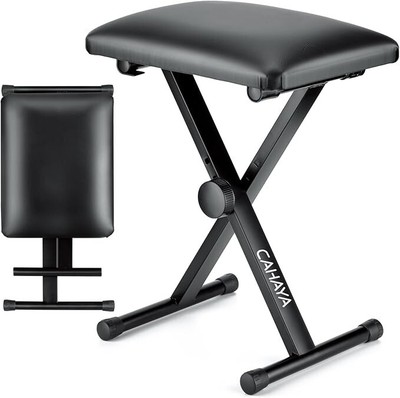 CAHAYA Keyboard Bench X-Style Adjustable Height Piano Bench Padded Keyboard S...
