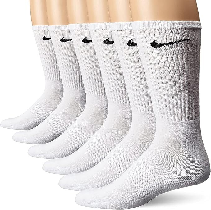 AUTHENTIC Nike Kid's Youth Everyday Crew Socks 6-PAIRS WHITE SMALL  3Y-5Y