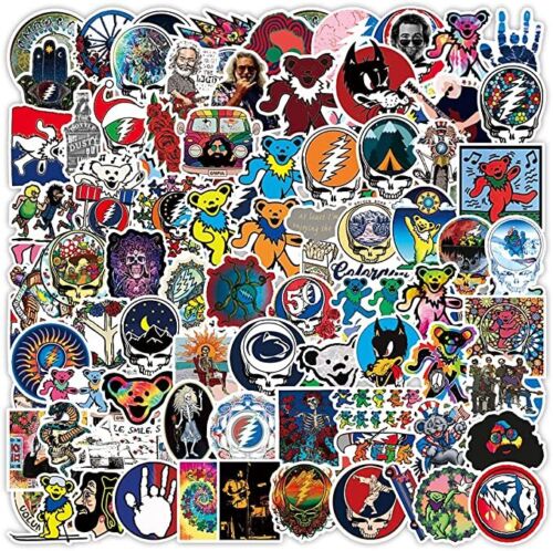 100PCS Greatful Dead Stickers,Dancing Bear Rock Band Stickers,Laptop Stickers 