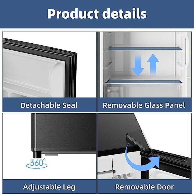 BANGSON Mini Fridge with Freezer, 3.2 Cubic Ft, Single Door Small Refrigerator