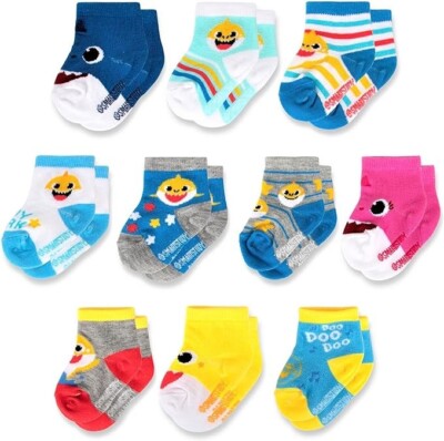 Nickelodeon Baby Shark 10-pack Baby Socks, Infant socks for baby girls or boys