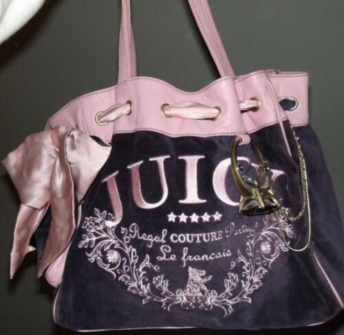 Juicy Couture Indigo Baby Pink Ribbon Bow Velour Daydreamer