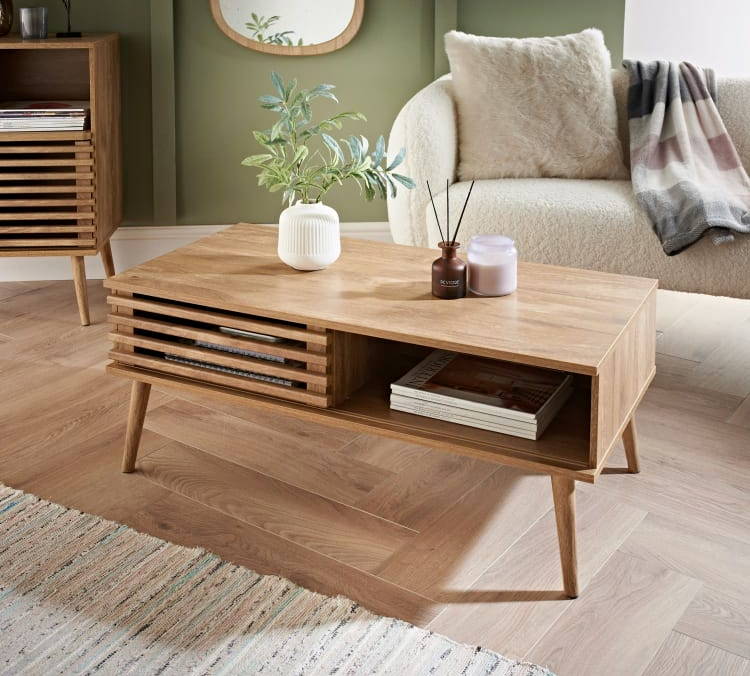 Modern Axel Coffee Table Urban Natural Looking Functional Sliding Door Storage
