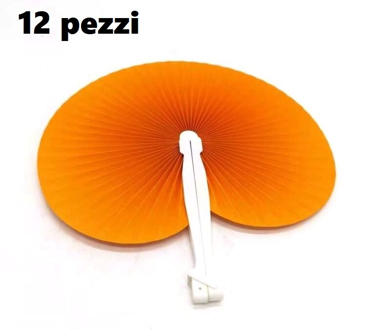 Set 12 Pezzi Ventaglio Arancione Tascabile Feste Matrimonio Caldo Estate bal