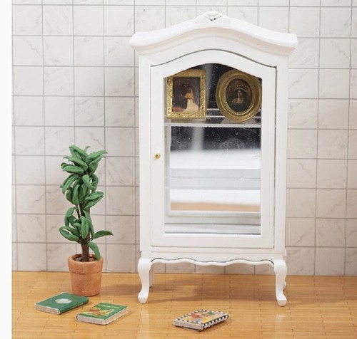 1:12 dollhouse display Shelf Wooden Cabinet with Mirror  Three Shelves furniture