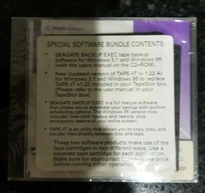 NEW SEALED Seagate Pc Software Backup Exec & Tape-It CD-rom & 3 in Disk