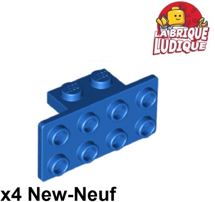 Lego 4x Bracket 1x2 - 2x4 Support 90Â° Bleu/Blue 93274 Neuf