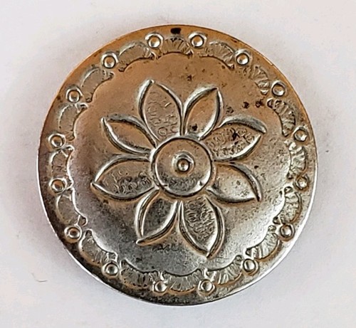 5 Vintage Southwestern Style Silver Button Covers Engraved Flower Dangle Bird