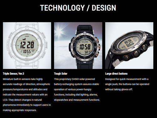Pre-owned Casio Protrek Prw-30-1a Triple Sensor Black Digital Radio Tough Solar Mens Watch