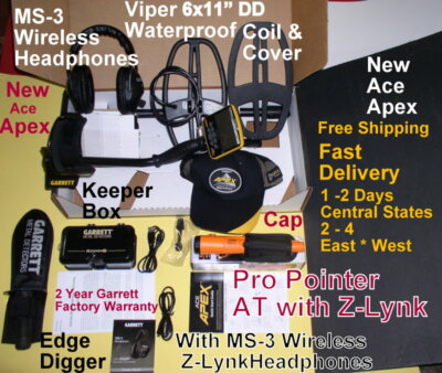 2024 Garrett Ace APEX Viper Metal Detector Special & MS-3 H/P Fast Free Shipping