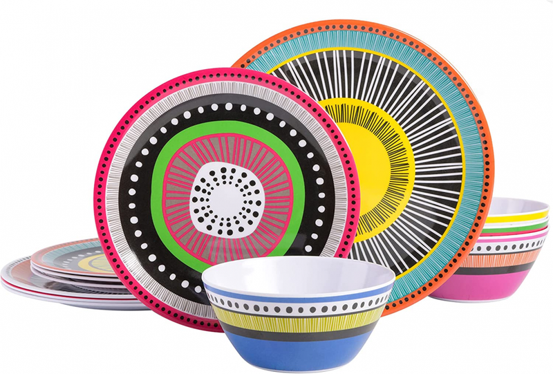 Gibson Home Round Melamine Dinnerware Set, Service for Four 
