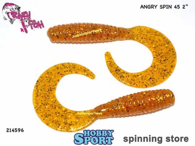 ANGRY SPIN 2" col. 9 GOLD FLAKE 45 mm AROMA SQUID GRUB SPINNING 8 PZ CRAZY FISH