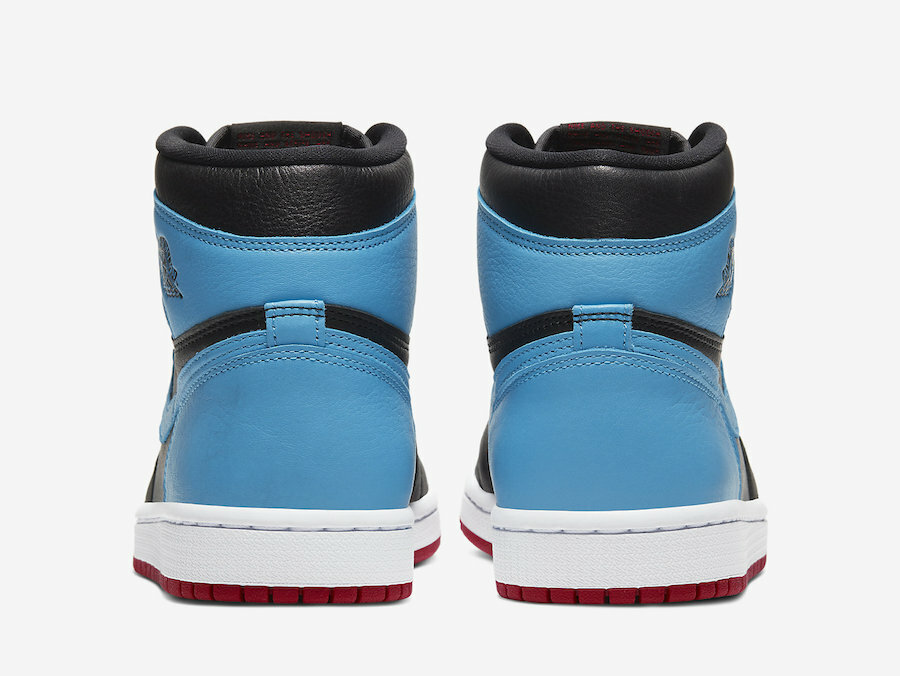 Pre-owned Nike Women's Air Jordan 1 High Og Unc Chicago Size 7, Fits Men's 5.5 Brand In Black/dark Powder Blue/gym Red