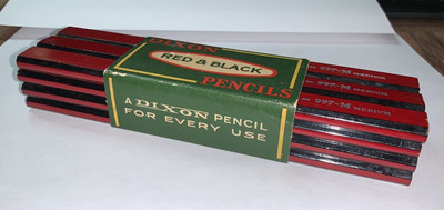 FULL PACK Vintage 1940's Carpenter Pencils Dixon Red and Black 997-M Medium NOS