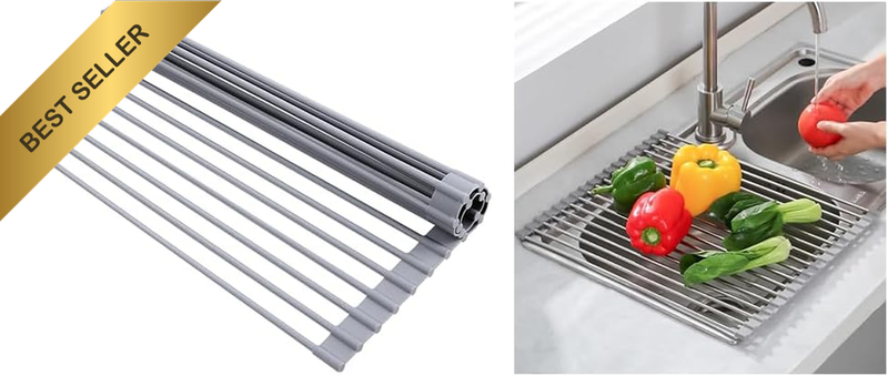 2Pcs Roll up Dish Drying Rack,Roll up Dish Drying Rack over the Sink,High Load-B