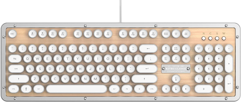 Retro Classic USB (Maple)- Wired Backlit Vintage Maple Wood Mechanical Keyboard