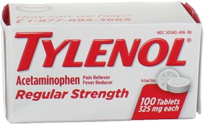 TYLENOL Regular Strength Acetaminophen - 325mg - 100 Tablets - Exp 7/2025