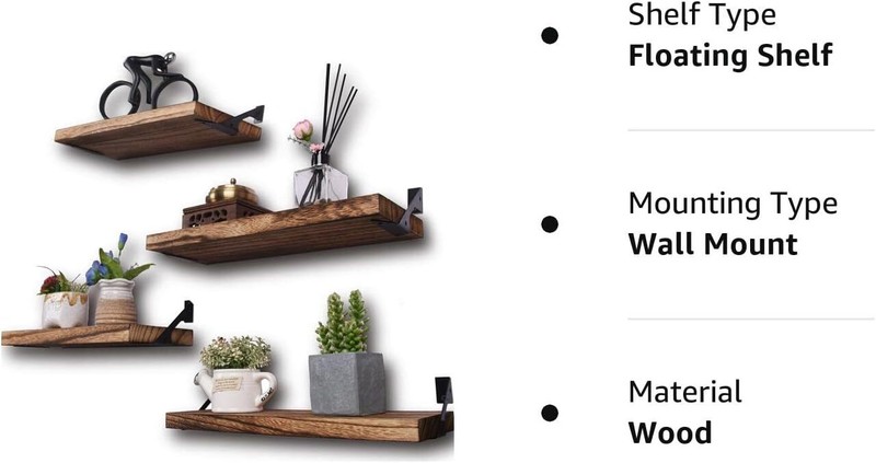 Rustic Wood Floating Shelves for Wall Decor Farmhouse Wooden Light Brown