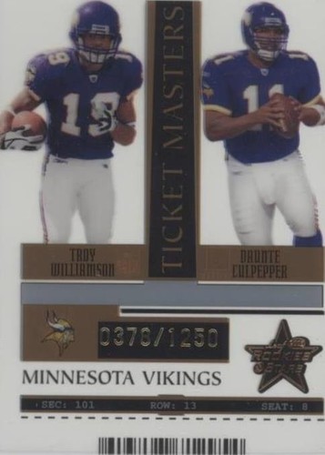2005 Leaf Rookies & Stars Daunte Culpepper Troy Williamson #TM 15