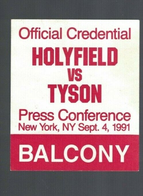 Mike Tyson Vs. Evander Holyfield 9/4/91 Press Conference Official Credntial