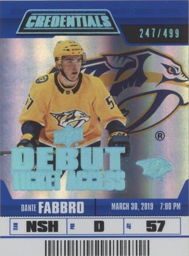 2019-20 Upper Deck Credentials - Dante Fabbro #133
