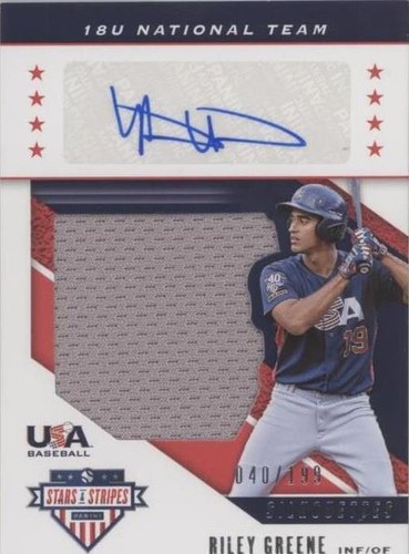 2019 Panini USA Baseball Stars & Stripes - Riley Greene #USA-BF