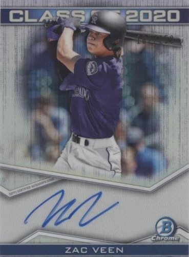 ZAC VEEN AUTO 1st 2020 Bowman Chrome Draft Autograph Rockies