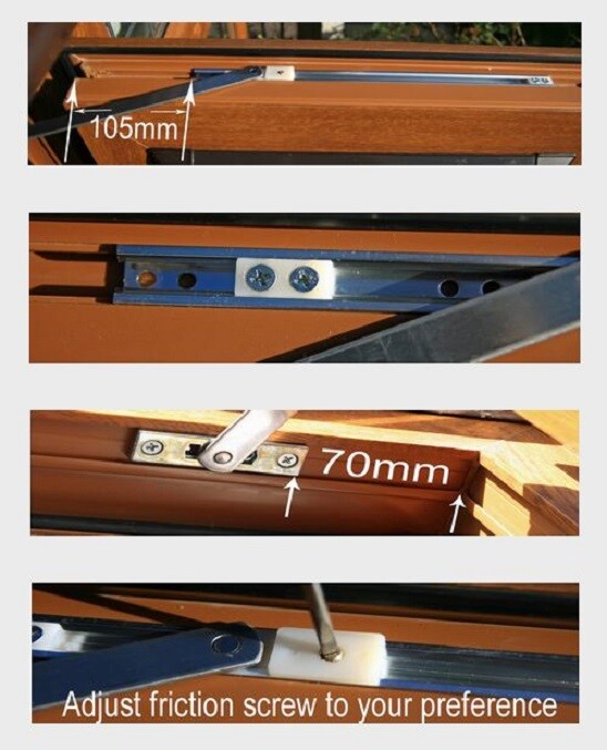 Door Restrictor Arm Stay Holder 90° Degree UPVC French Patio. Stainless