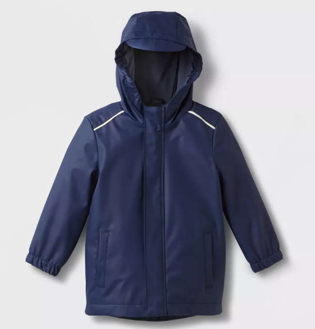 NEW Cat & Jack Toddler Long Sleeve Water Resistant Rain Coat