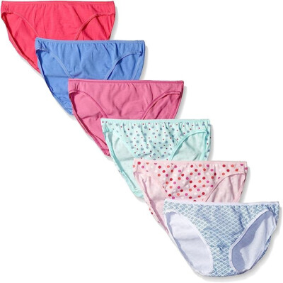 Felina Cotton Stretch Hi-Cut Bikini Modal 6-pack, Pink/Blue/Dot/Diamond, Sm