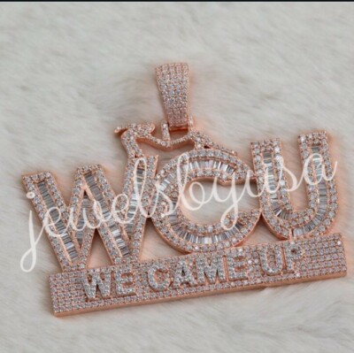 Pre-owned Nsg Men's 3.7ct Baguette Cubic Zirconia Customize Name Wcu Pendant 925 Silver In White