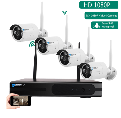 Hodely 4CH 1080P NVR Wifi Set 720P 3.6mm 36-LED Waterproof IP Camera US Plug