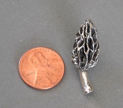 Sterling Silver Morel Mushroom Pin Medium Small Morels Hand Crafted