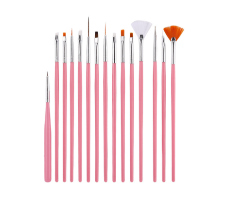 15Pcs Nail Art Acrylic UV Gel Design Brush Set Painting Pen Tips Tools Kit