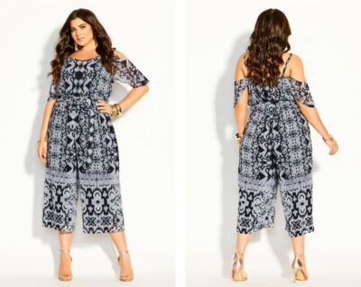 City Chic Ladies Jagerry Cold Shoulder Jumpsuit sizes 18 Medium Colour Black