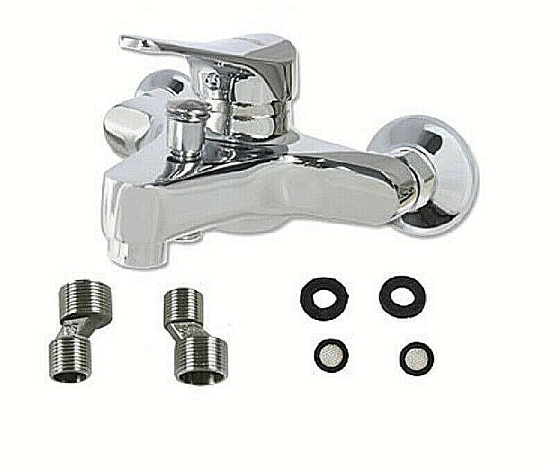 Rubinetto Miscelatore Vasca a Parete Orientabile Doccia Bagno Cromato 52961 eas 1