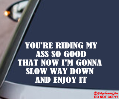 YOU RIDE MY ASS I SLOW WAY DOWN Vinyl Decal Sticker Car Rear Window Wall Bumper