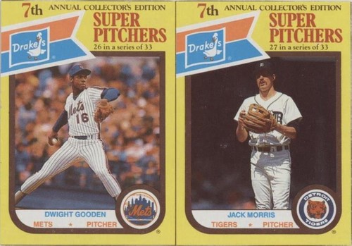 1987 Drake's Big Hitters/Super Pitchers - Dwight Gooden Jack Morris #26-27
