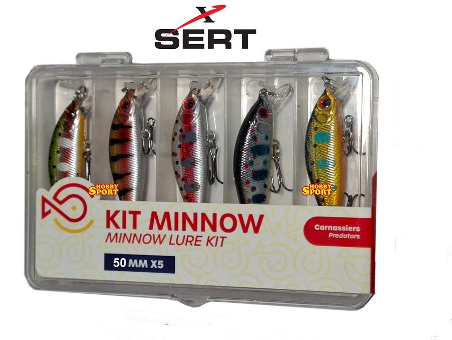 MINNOW  KIT X 5 COLORI mm 50   SINKING 3 GR SPINNING FIUME LAGO 504650 SERT