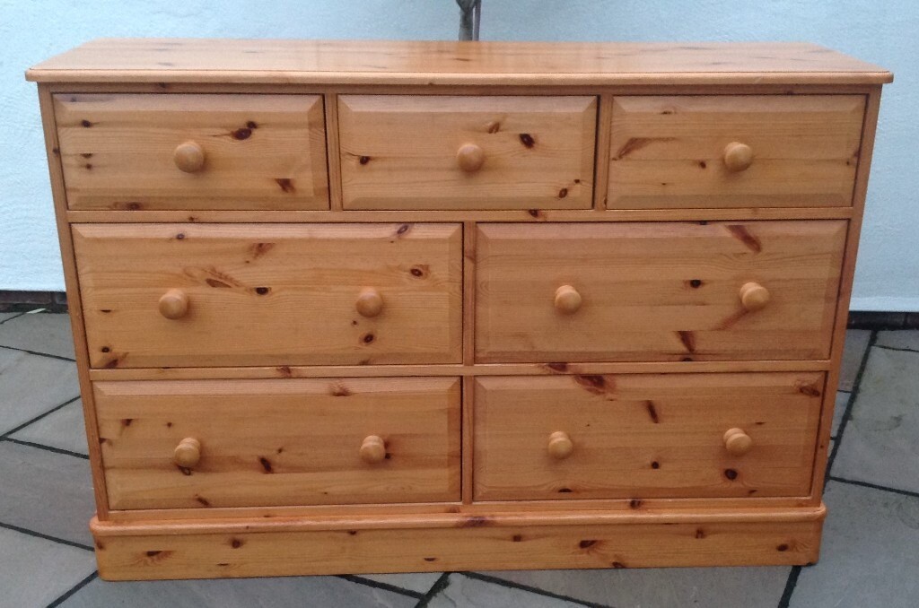LARGE SOLID PINE 7 DRAWER CHEST OF DRAWERS DOVETAIL JOINTS ...